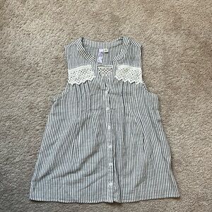 Alya Navy and White Striped Sleeveless Top